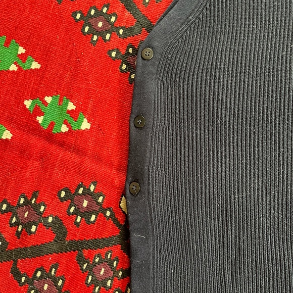 Roberto Collina navy blue merino wool rib knit tunic layering dress side slit - Picture 2 of 4